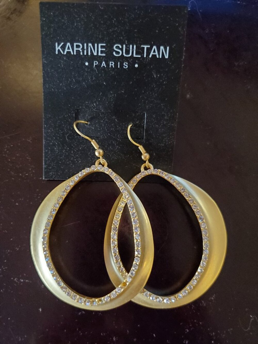 Karine Sultan Chloe Pavé Statement Drop Earrings Gold Tone